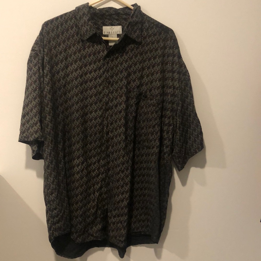 Vintage patterned silk button down